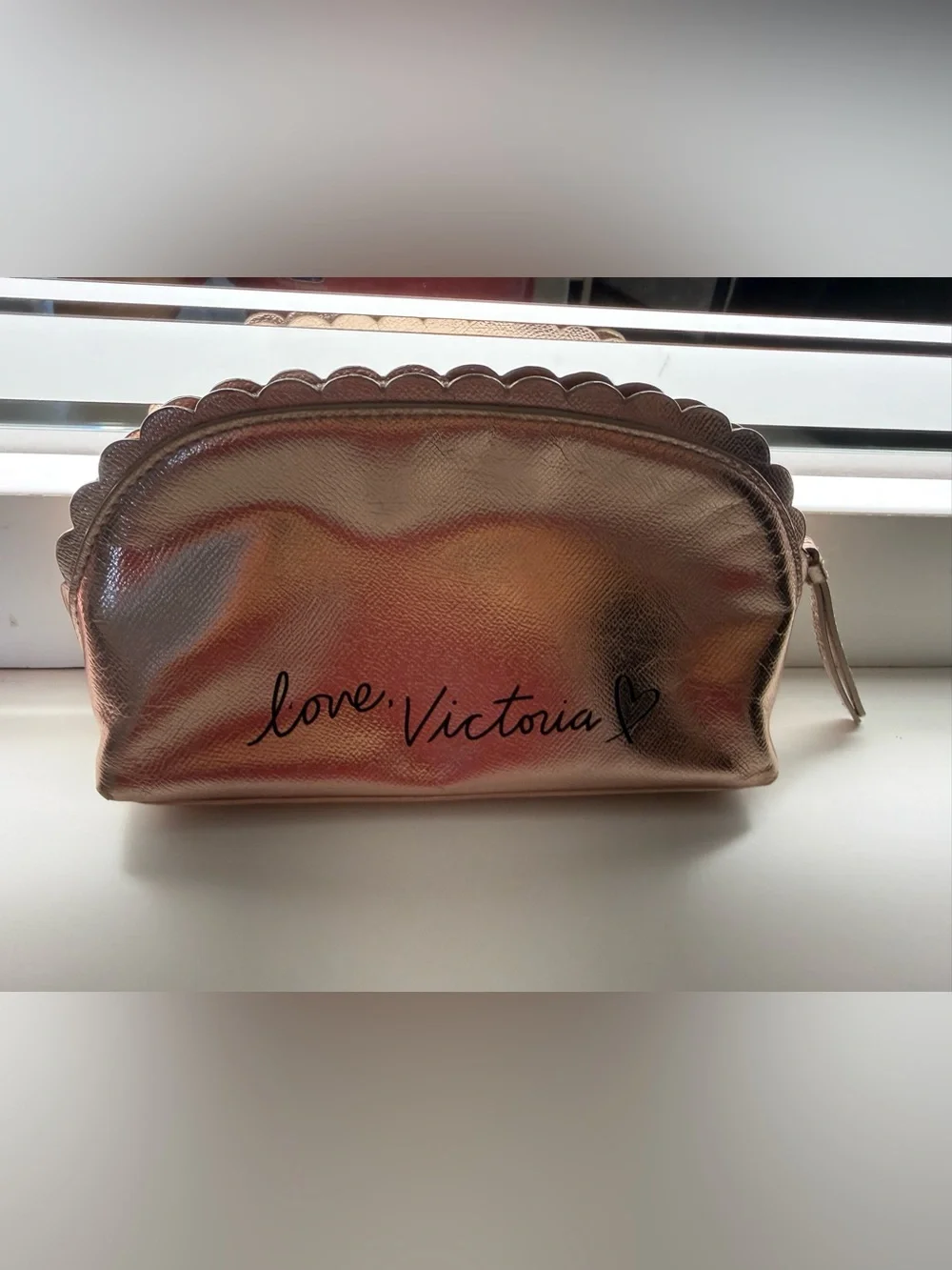 Victoria's Secret Metallic Rose Gold Perforated Makeup Pouch
